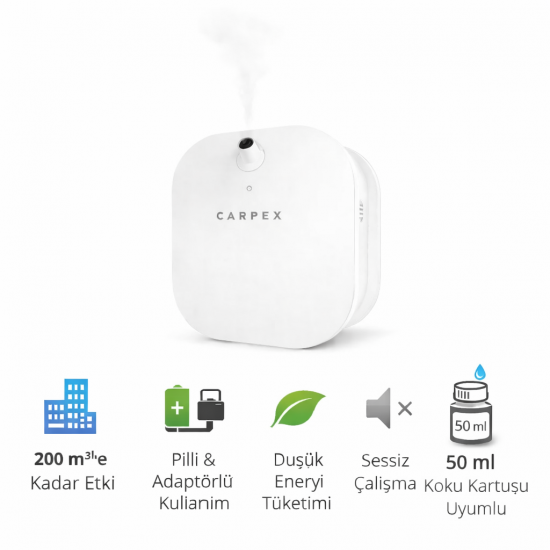 Carpex Micro Koku Makinesi Beyaz 50 Ml Aroma Oil Koku Kartu u Hediyeli Carpex Micro Koku Makinesi Beyaz 50 Ml Aroma Oil Koku Kartu u Hediyeli